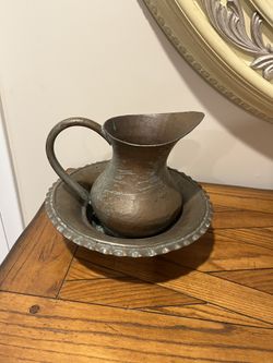 Copper Pitcher And Bowl