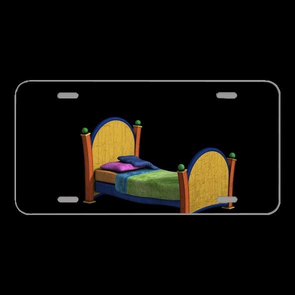 License Plate Novelty Car Front Bed Pillow Zudeck Wooden Bed Rest