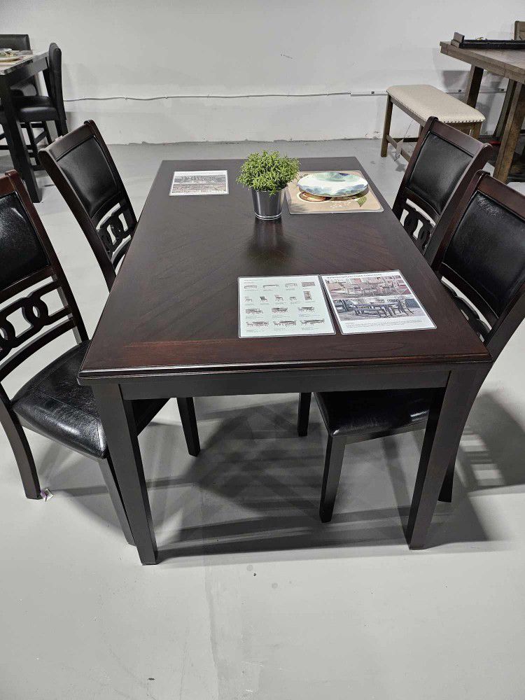 Ebony Black 5 Piece Dining Table and 4 Chairs Set 