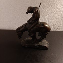 Antique Cast Iron 6" HORSEMAN AT THE END OF TRAIL Statue By JAMES EARLE FRASER

