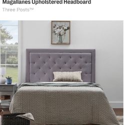 Beautiful Uppolstered Headboard Grey Good Used Condition 