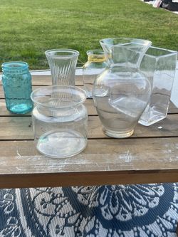 Assorted Glass Vases & Jars – Set of 6