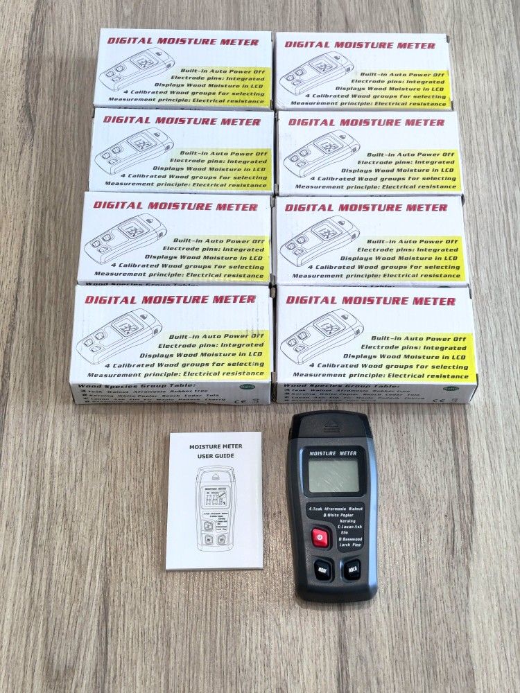 Lot of 8 Digital LCD Wood Moisture Meter Detector Tester Wood Firewood Paper Cardboard Humidity 0-99.9% Hygrometer Test