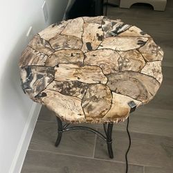 Arhaus Furniture Petrified Wood End Table