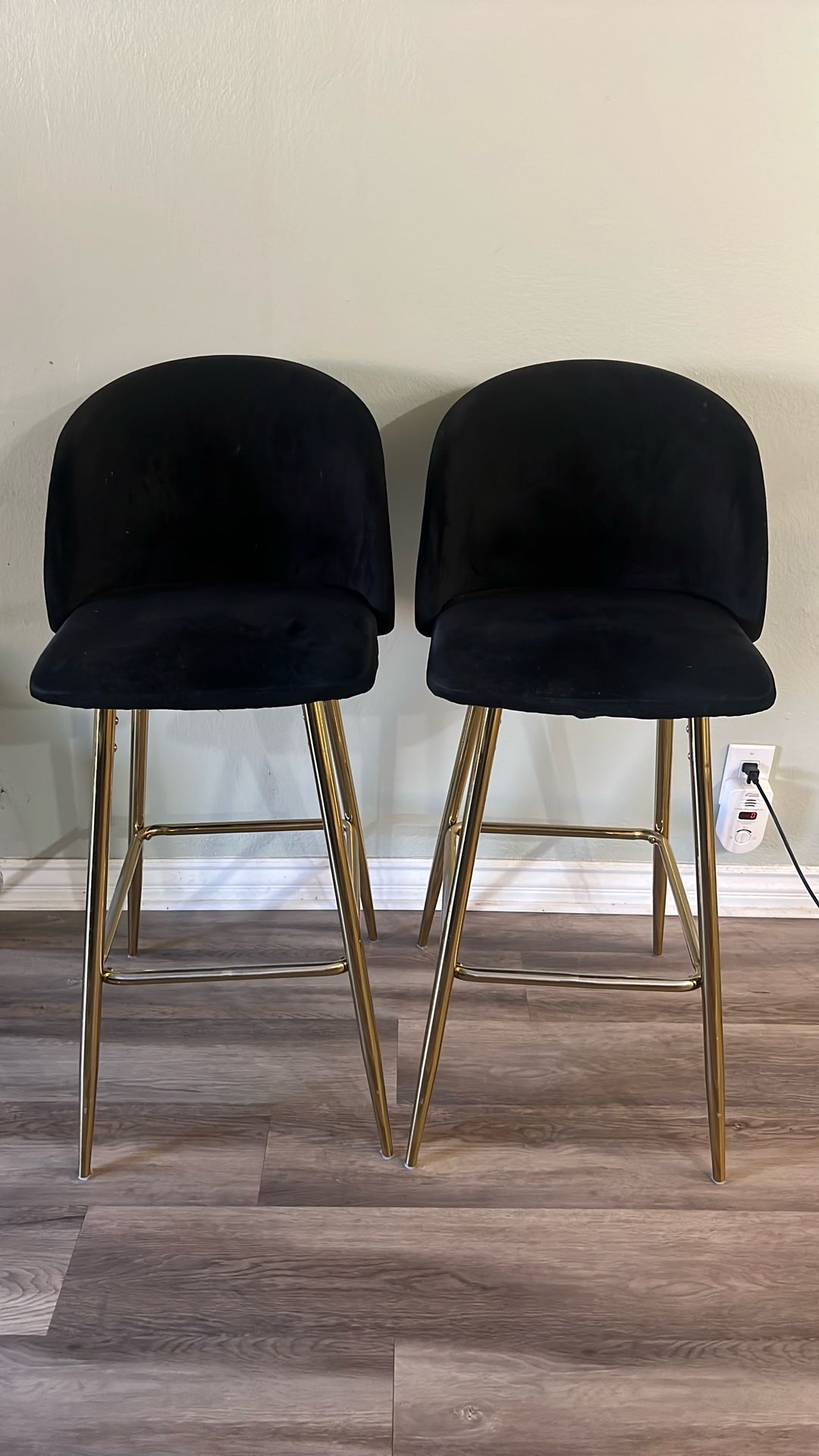 Bar / Island Chairs Black Velvet With Gold