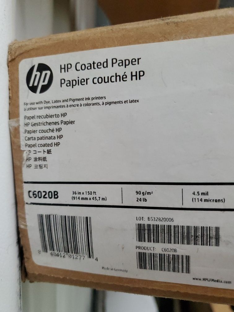 HP 36" Rolls of Wide Format Printer Paper