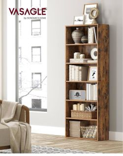 6-Tier Bookshelf, Storage Organizer, 23.6 x 9.5 x 63.2 Inches Particleboard and MDF, for Home Office, Rustic Brown, CUSTOS Collection ULBC166X01