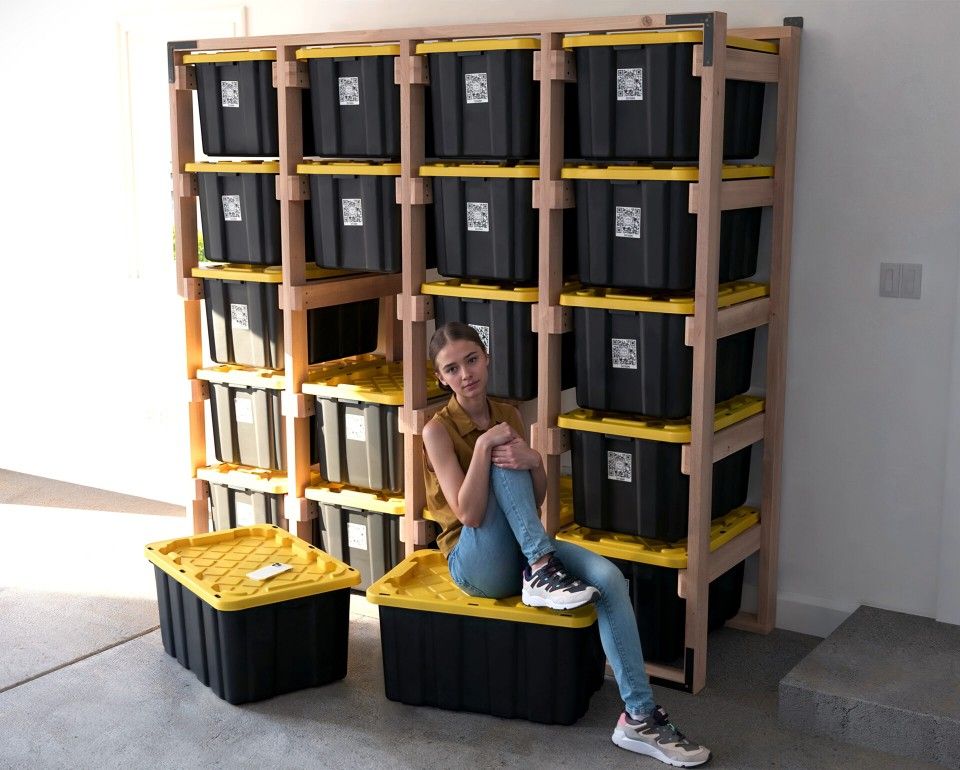 Handmade wood storage racks for 27 gallon HDX totes FREE DELIVERY