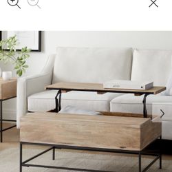 West Elm industrial Storage Mango Wood PopUp Coffee Table