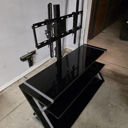 Black Glass TV Stand w/ Mount – Priced to Sell