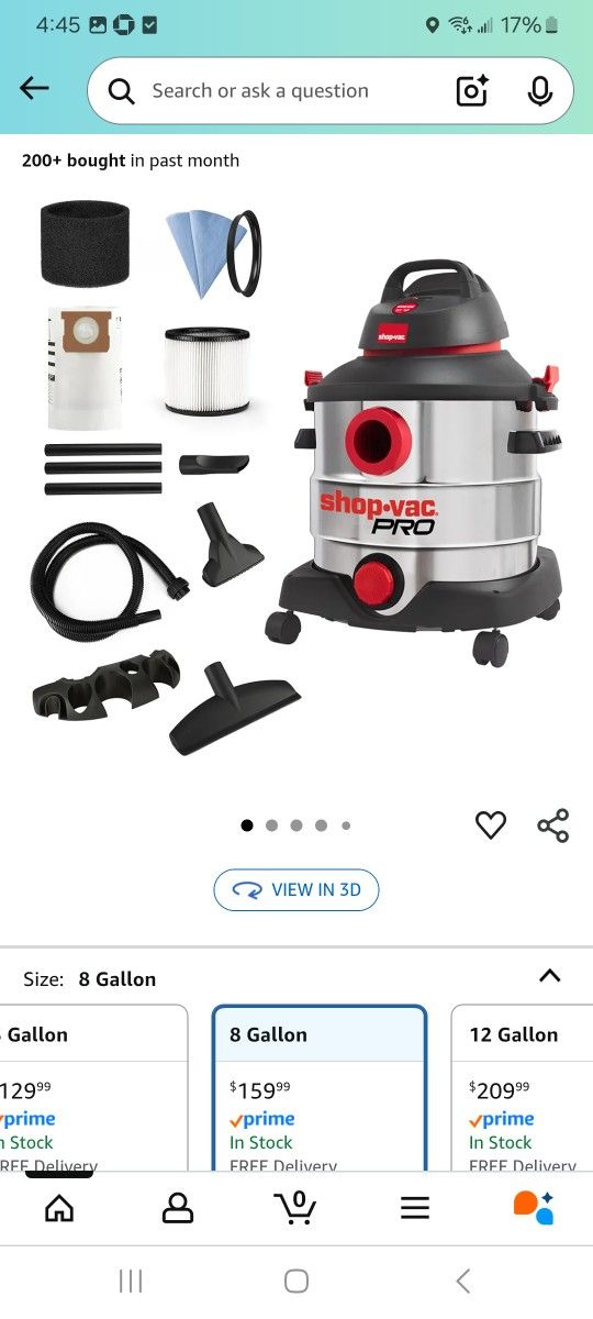 Wet Vac 8gal Pro 6hp