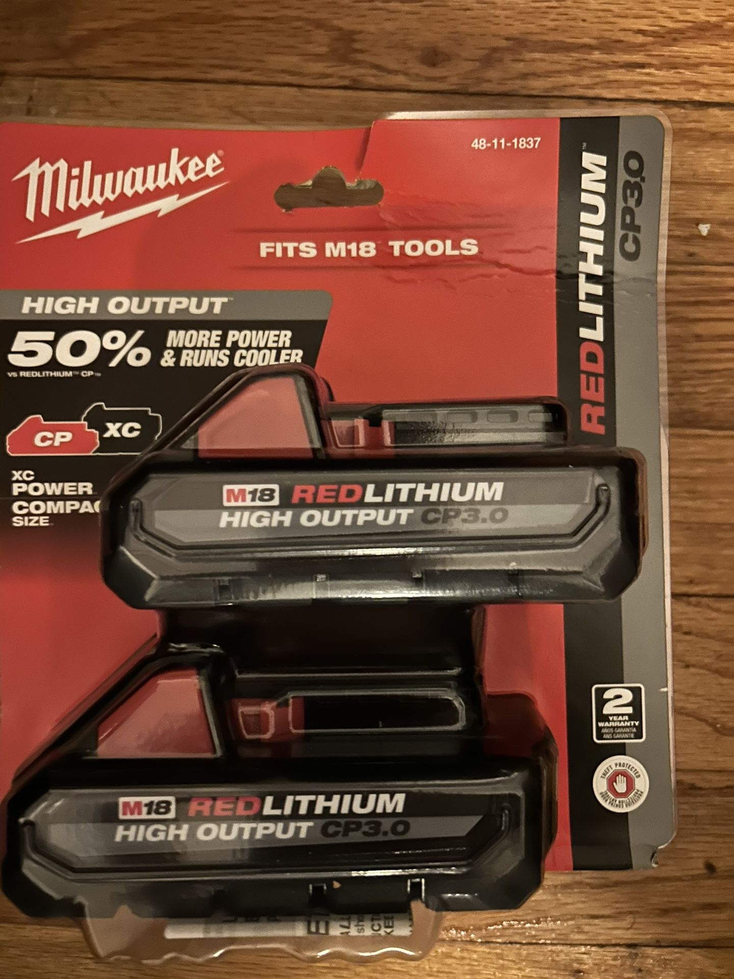 Milwaukee M18 REDLITHIUM CP3.0 18 V 3 Ah Lithium-Ion High Output Battery Pack 2 pc