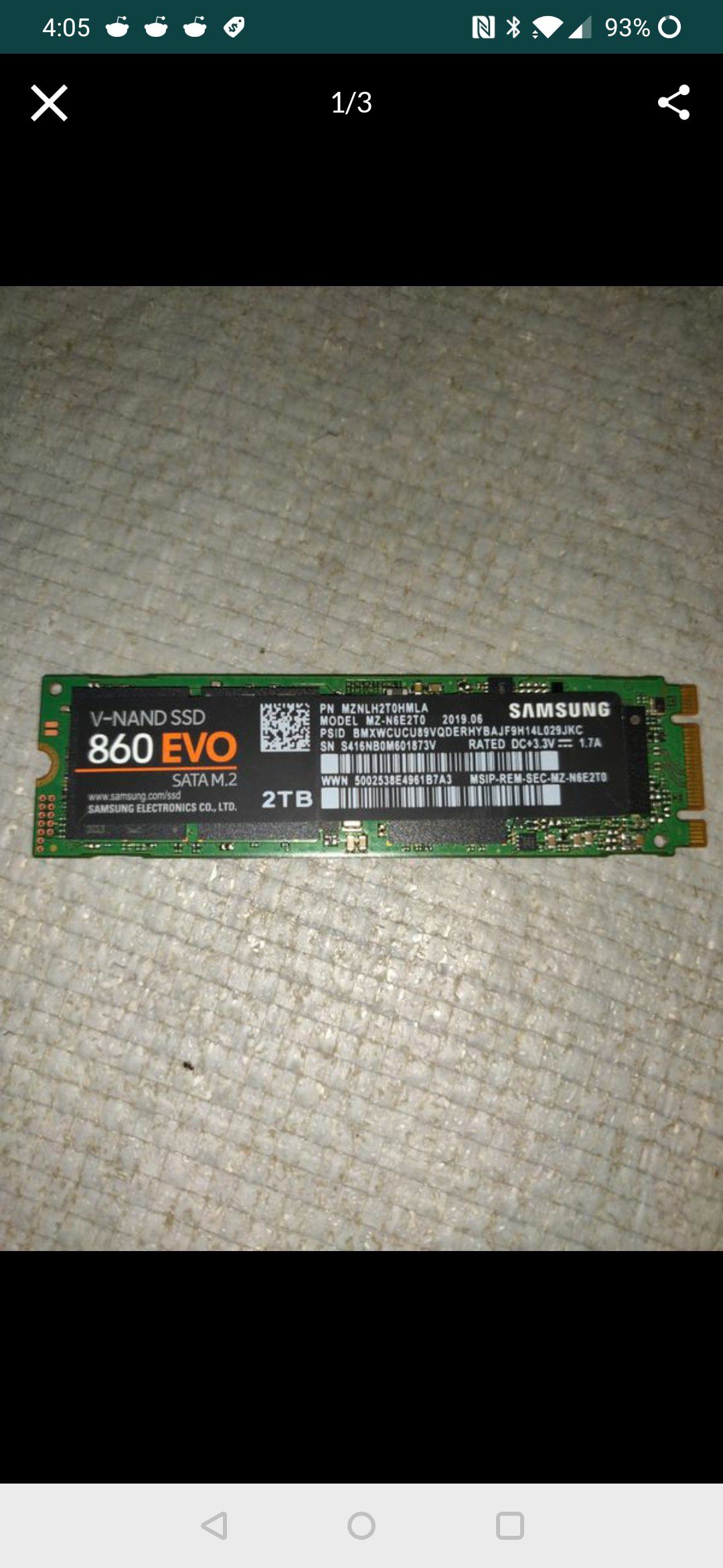 Samsung 860 Evo 2 TB m.2 SATA SSD drive and pioneer 1tb SATA SSD drive