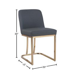 New 30 in. Grey Full Back PU Leather Bar Stool with Golden Metal Frame