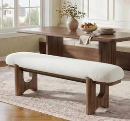 new assembled 64'' Entryway Shoe Bench with Cushion
Plush Faux Shearling Upholstered Padded Seat for 2-3 Adults, Farmhouse Long Shoe Bench for Entry, 