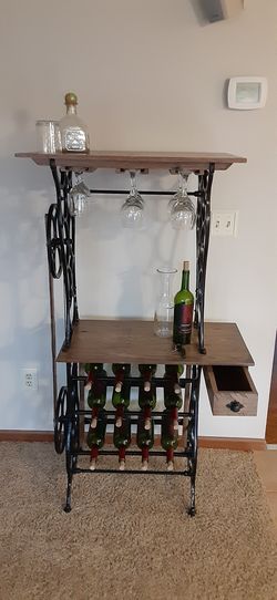Vintage Handmade Wine Bar Rack