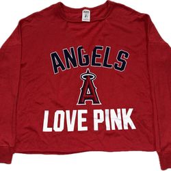 Los Angeles Angels PINK Victoria Secret Red Crewneck Sweatshirt Womens Small