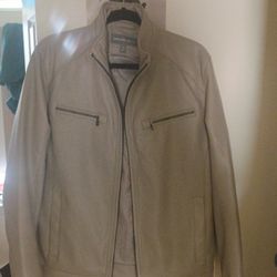 Men Perforated Faux Leather Moto Jacket 