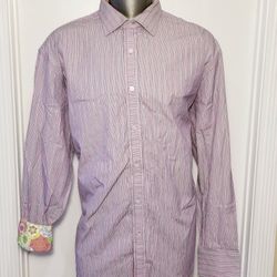 Designer Robert Graham man button down stripped purple gray shirt sz 3XL

*price Is Firm*