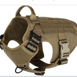 CEFANG Tactical Dog Harness Large Size,2X Metal Buckle,Working Dog MOLLE Vest with Handle,No Pulling Front Leash Clip,Hook and Loop Panel big dog Size