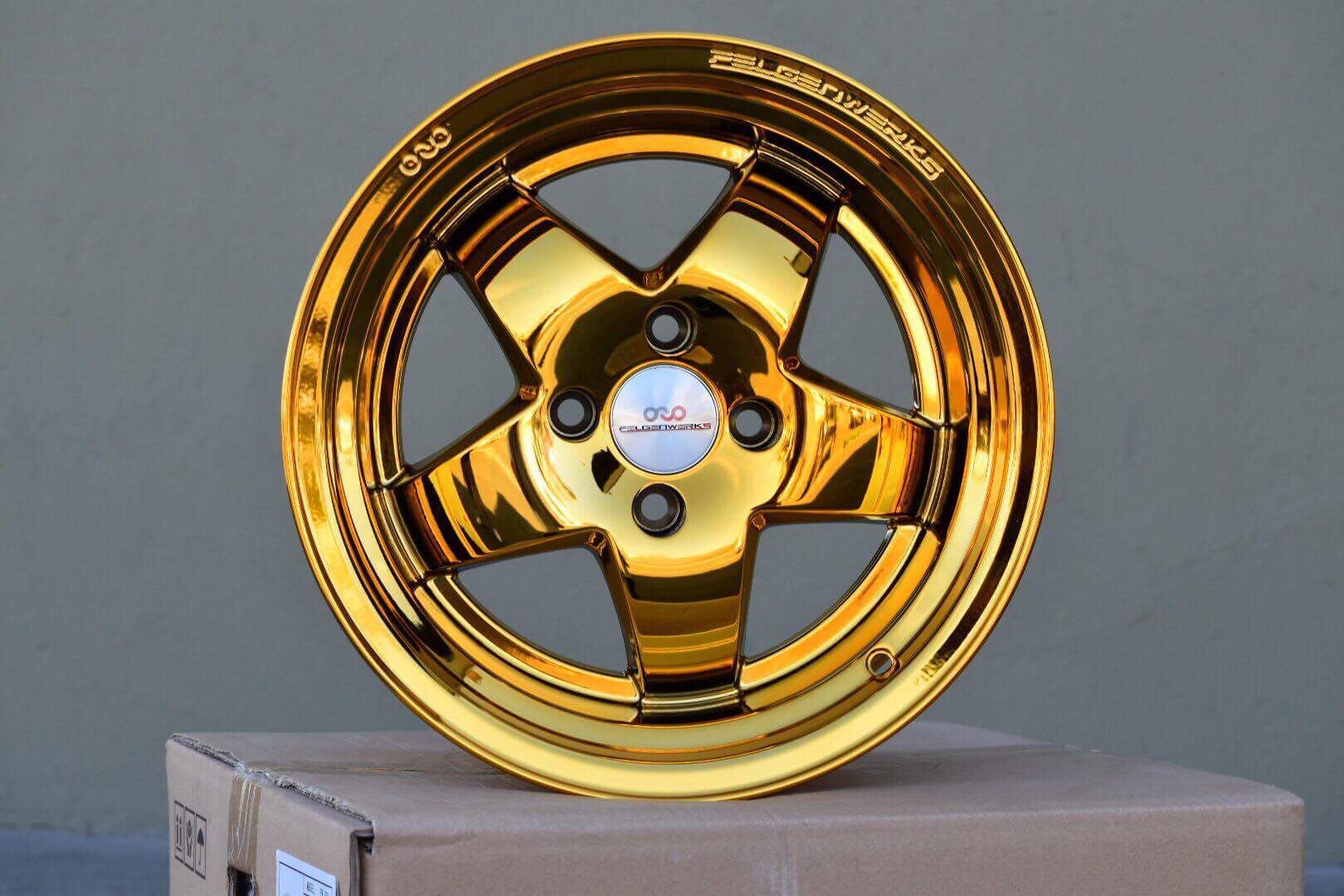 15x8 or 15x9 4x100 gold chrome $360.00 new 4 Pcs rims wheels