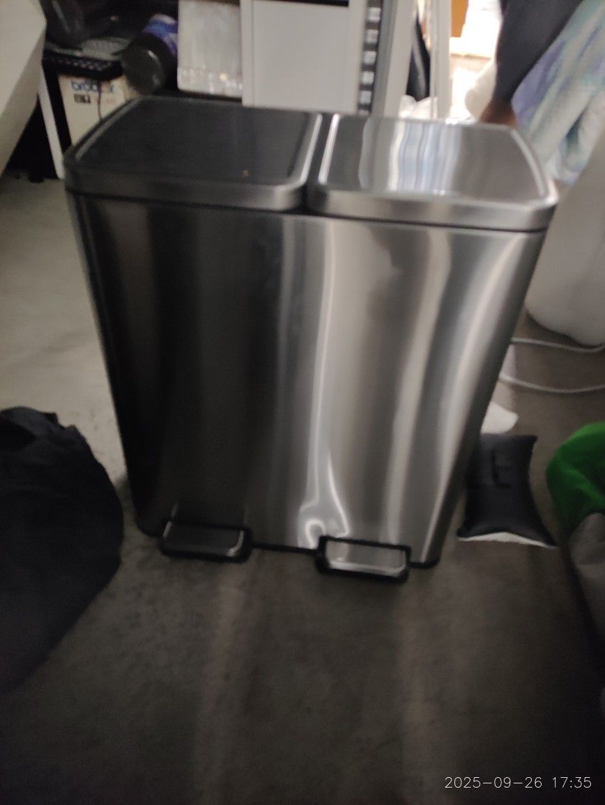 16 Gallon Stainless Steel Step On Trash Can.