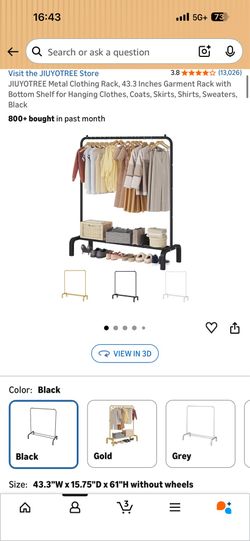 Metal Clothing Rack with Bottom Shelf