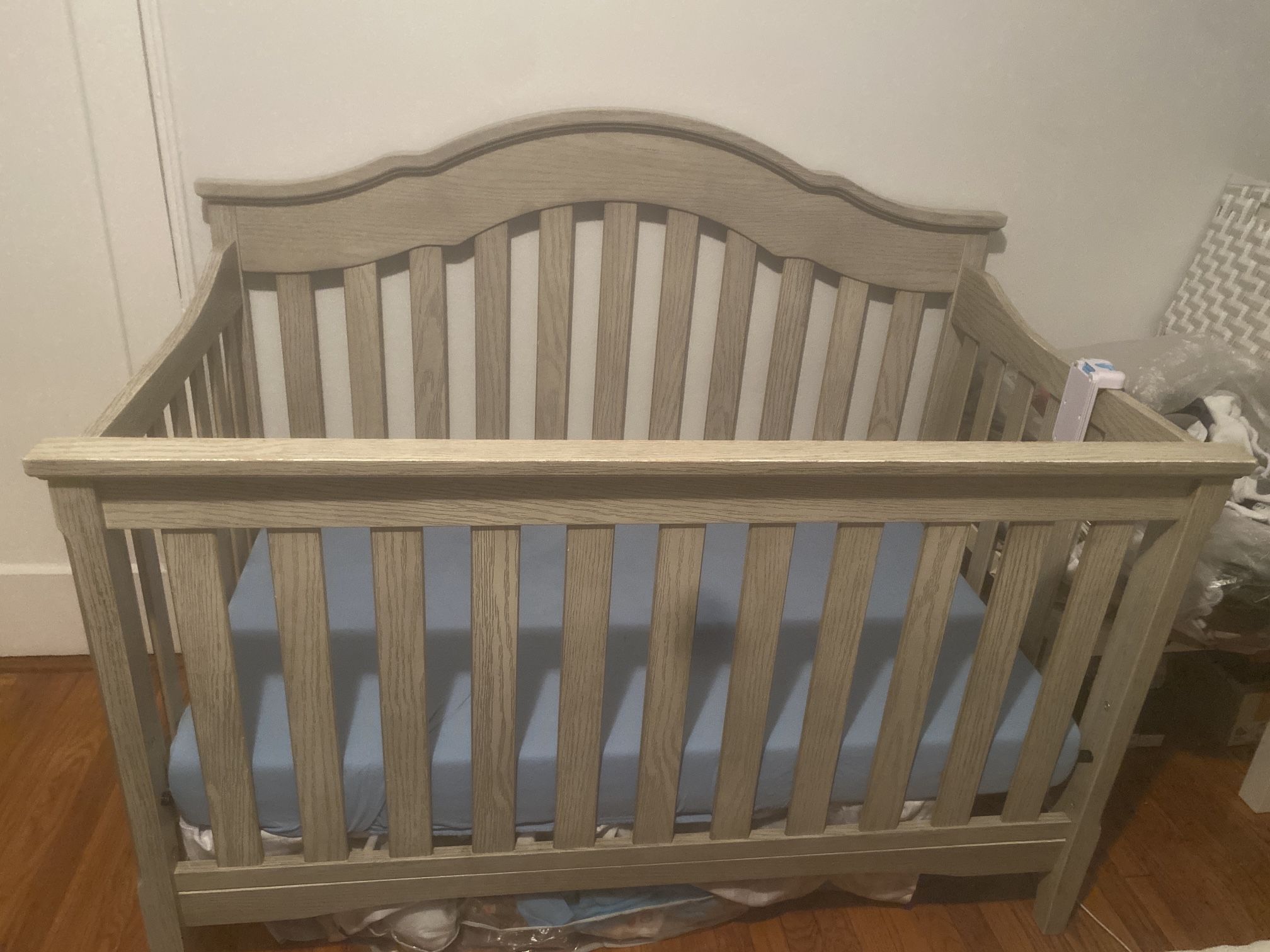 Baby Crib Grey Wood