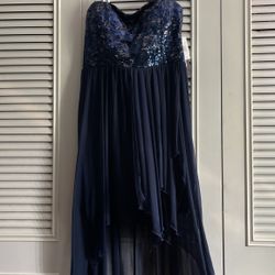 Navy Blue High-low Dress