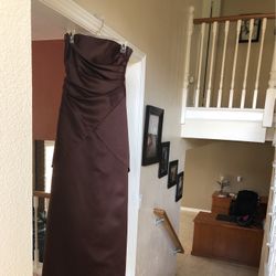 Brown Strapless Formal Or Bridesmaid Gown