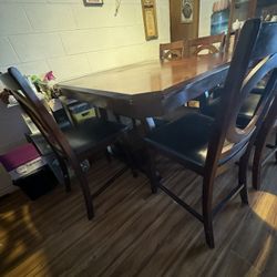 Wood Dining Table With 6 Chairs 