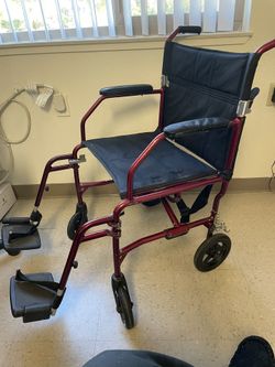 Lights. Aluminum Transport Wheelchair 300 Lbs Capacity