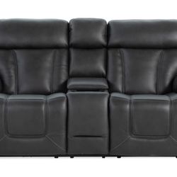 Leather Loveseat Dual Recliner 