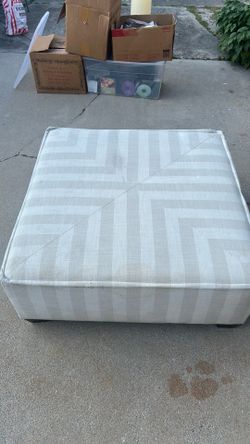 Cream Striped Ottoman