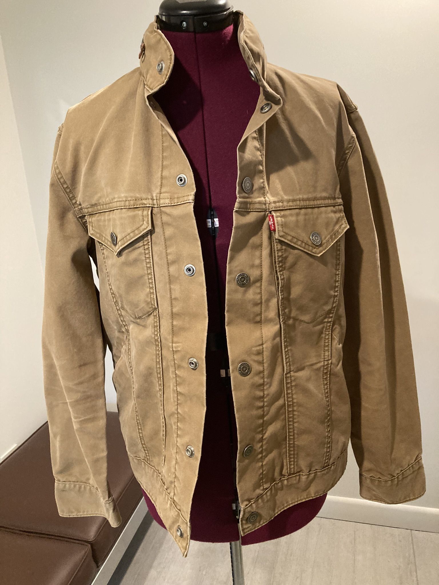 Levi’s Unisex Medium Tan Canvas Zip Away Hood Coat Jacket