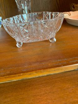 Cut Crystal Footed Candy Dish Bowl
