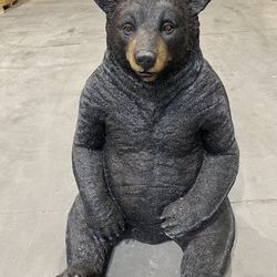 Bear-Zerk Giant Sitting Black Bear Statue, 4ft Tall
