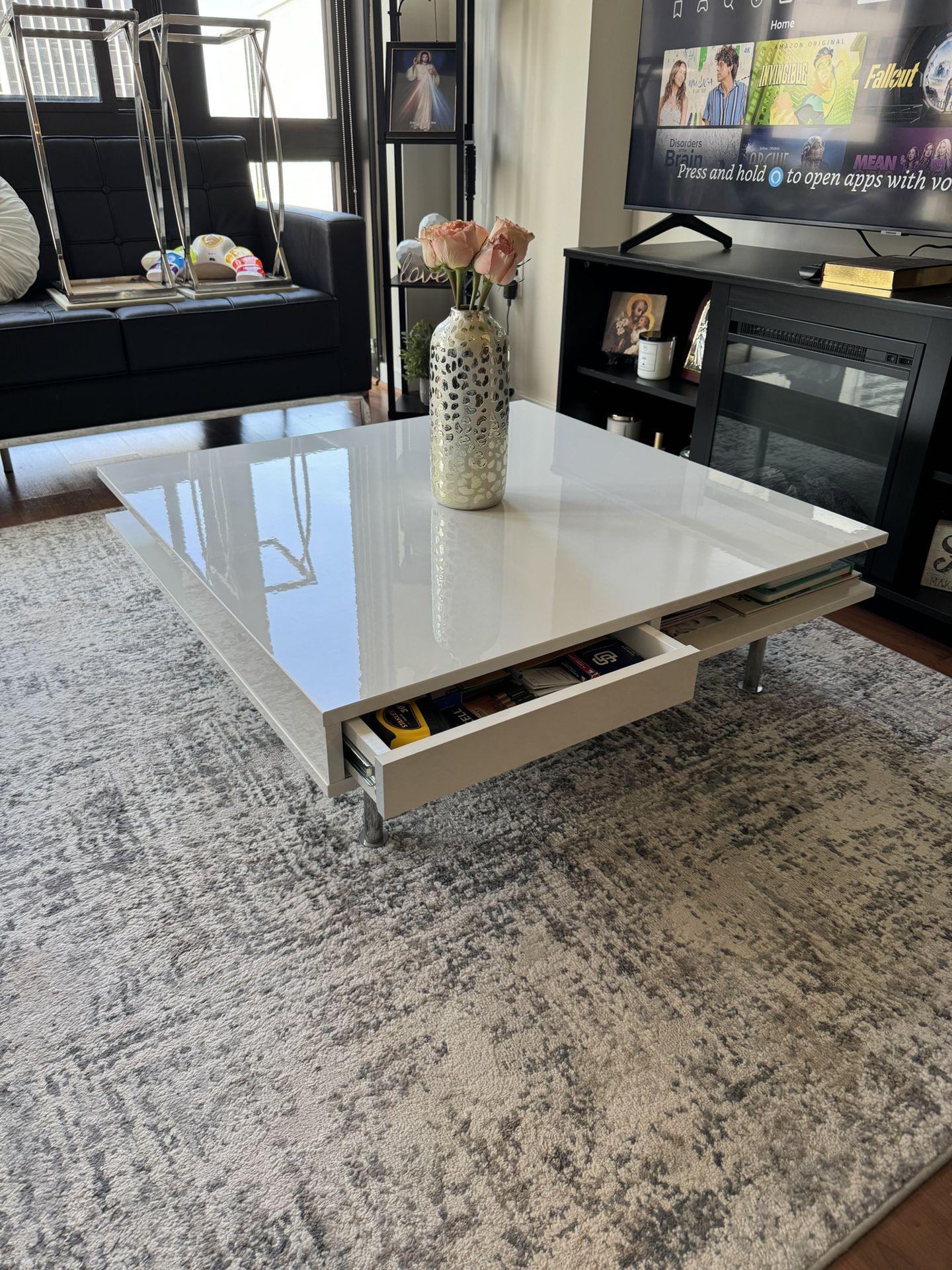 White High Gloss Square Coffee Table 