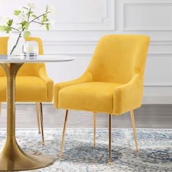 Set Of 4- Yellow Velvet Dining Chair 