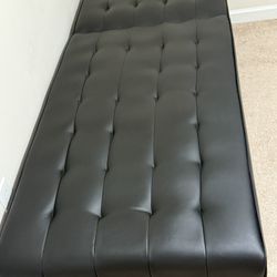 Like New Black Faux Leather Futon Sofa Bed - No Rips/Tears