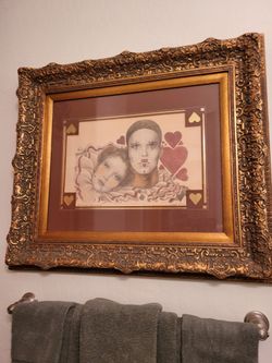 Large  Picture  Glass  Frame  Signed 