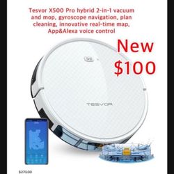 New Tesvor X500 Pro hybrid 2-in-1 vacuum and mop, gyroscope navigation, plan cleaning, innovative real-time map, App&Alexa voice control $100