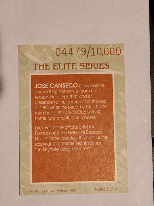 Jose Canseco Elite Series Baseball Card