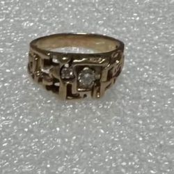 Vintage 10k Gold Nugget Ring W/diamonds (details In Last Pic)