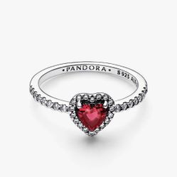 Size 9, Pandora Red Raised Heart Ring