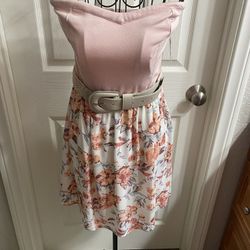 Strapless Floral Dress