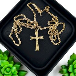 Cross Pendant With Chain 14k Yellow Gold 