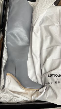 Larroudé x Jennifer Fisher cement gray leather over-the-knee boots