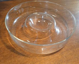 Princess House Handblown Crystal Heritage Chip N' Dip, Salad Bowl Etched Vines