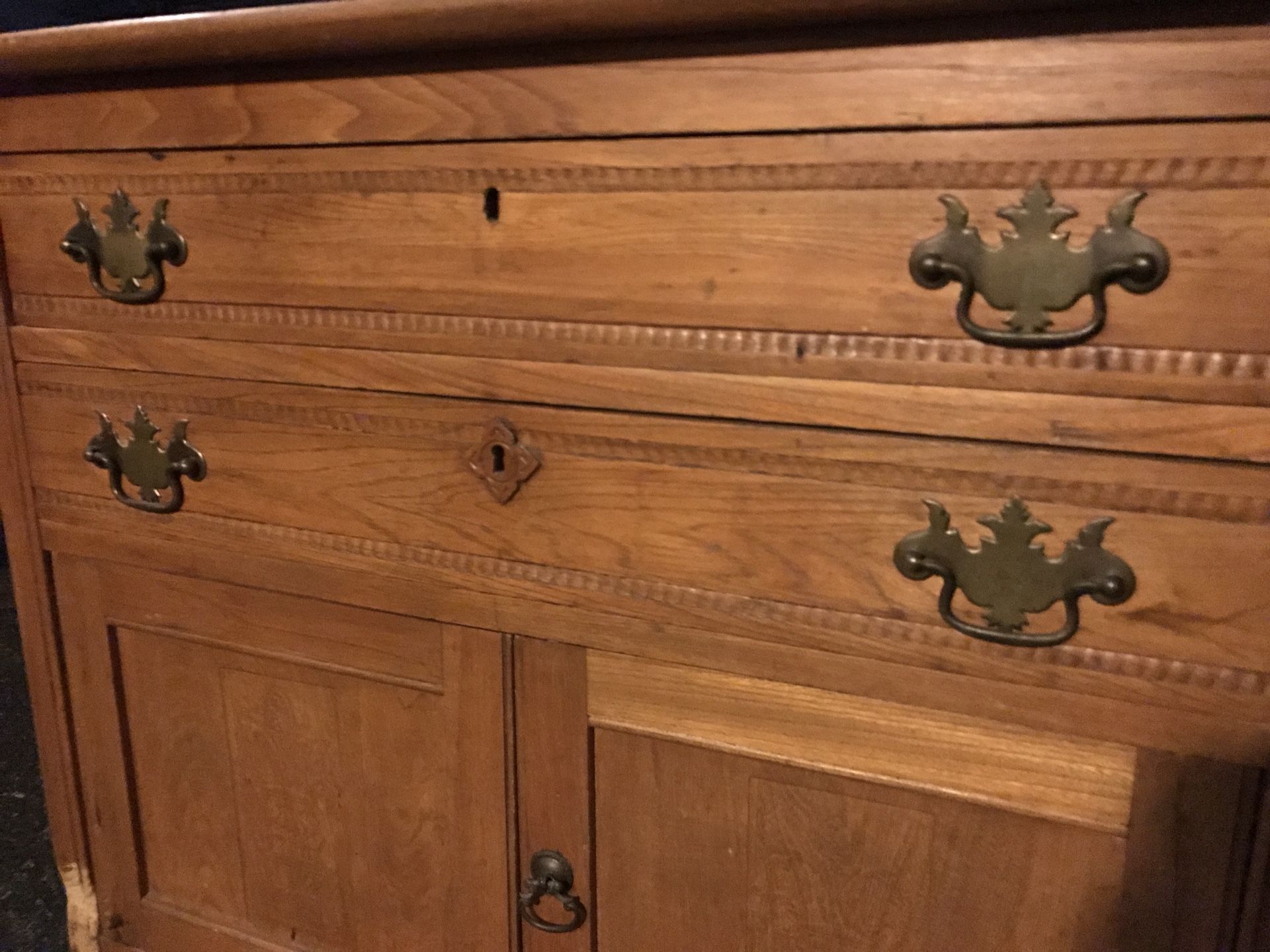 Vintage hardwood cabinet with two drawers